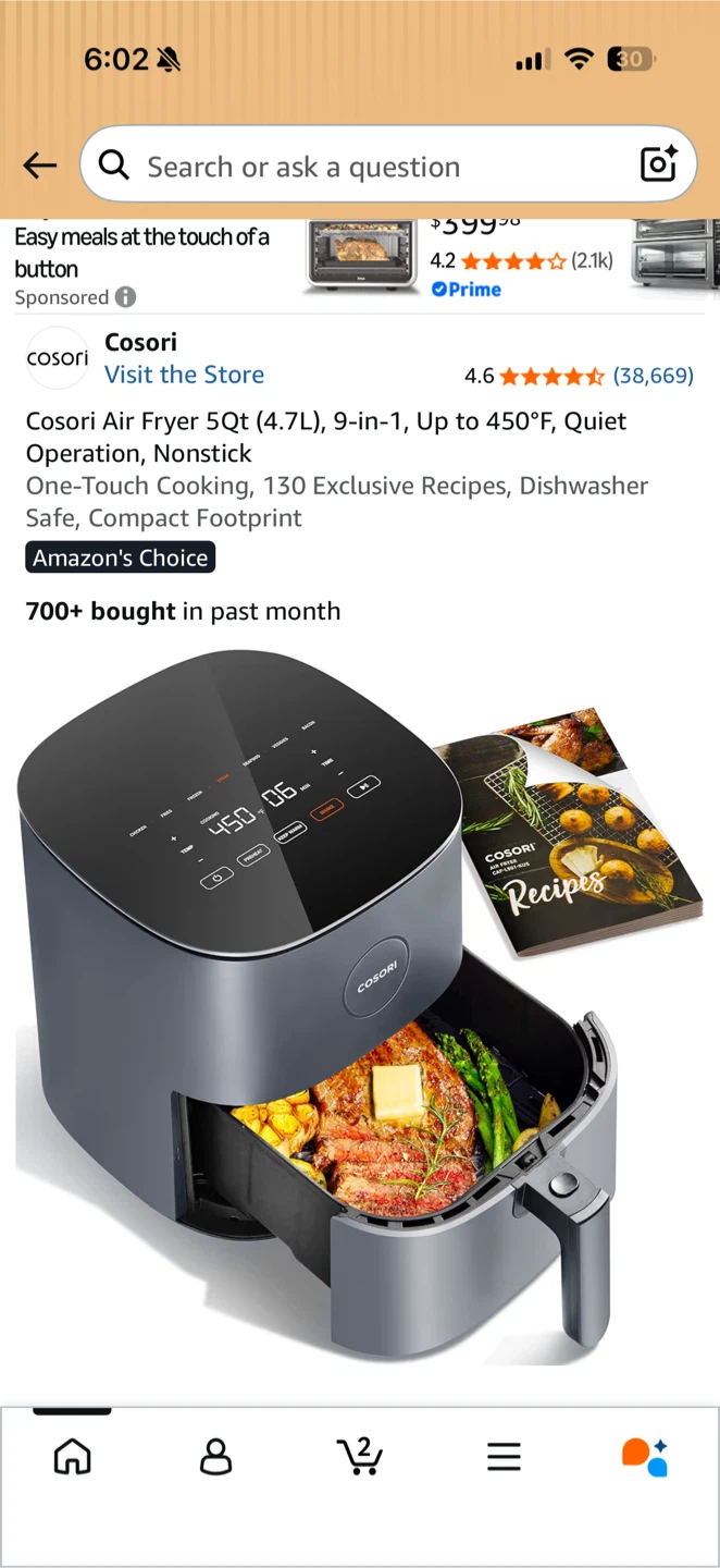 Cosori Air Fryer 5Qt (4.7L)