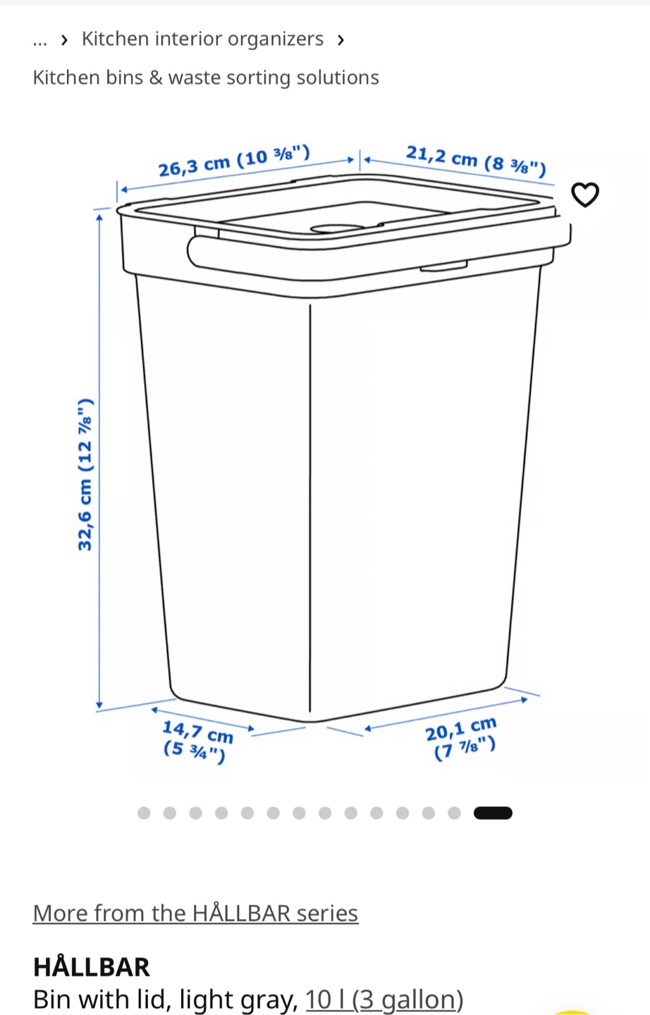 IKEA HALLBAR Bin with Lid 10L (3 gallon) - photo 5