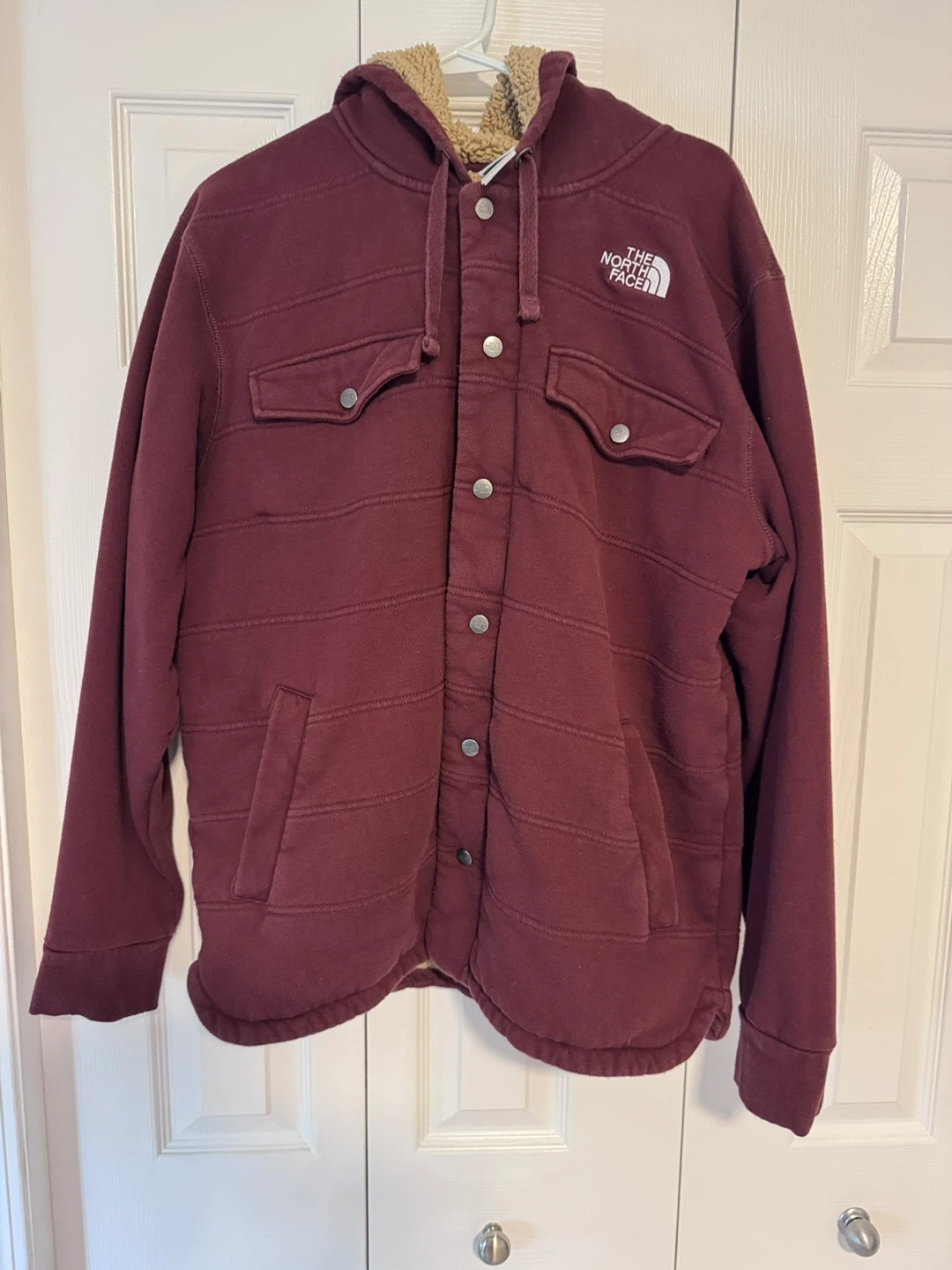 THE NORTH FACE Sherpa Patrol Snap Up Hoodie Large, Burgundy