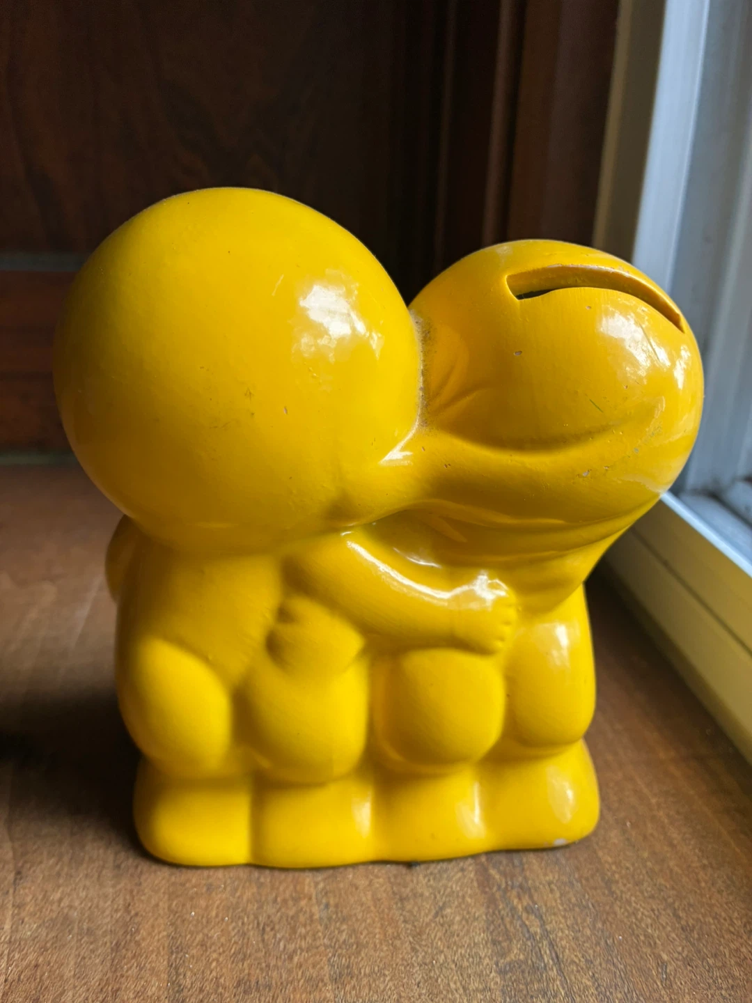 Vintage retro piggy bank Yellow Smiley Face Family Ceramic coin - photo 2