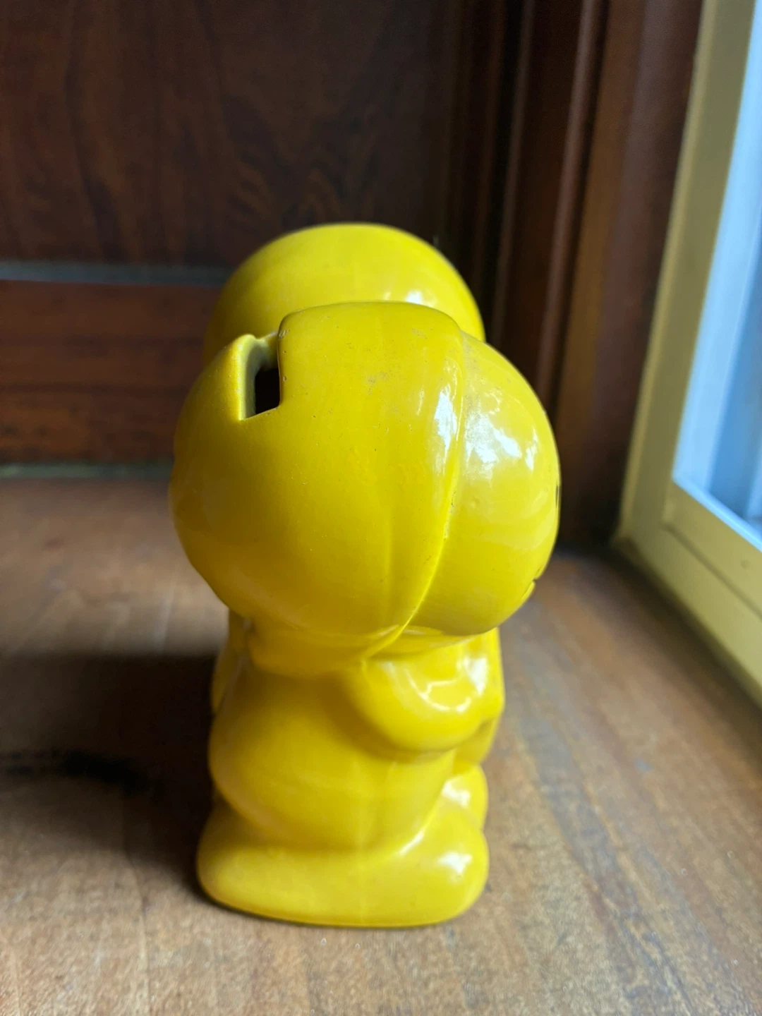 Vintage retro piggy bank Yellow Smiley Face Family Ceramic coin - photo 5