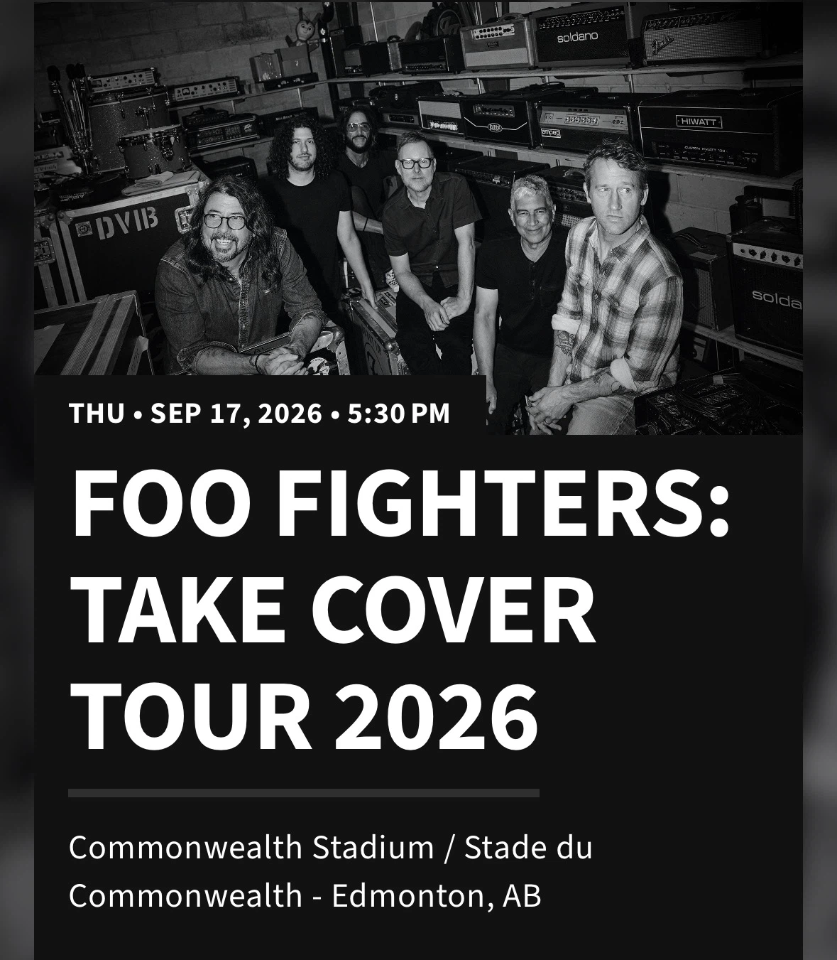 Foo Fighters Take Cover Tour 2026 Ticket