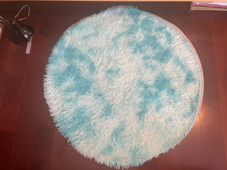 Ultra-Soft Oval Sky Blue Tie-Dye Plush Area Rug - photo 2
