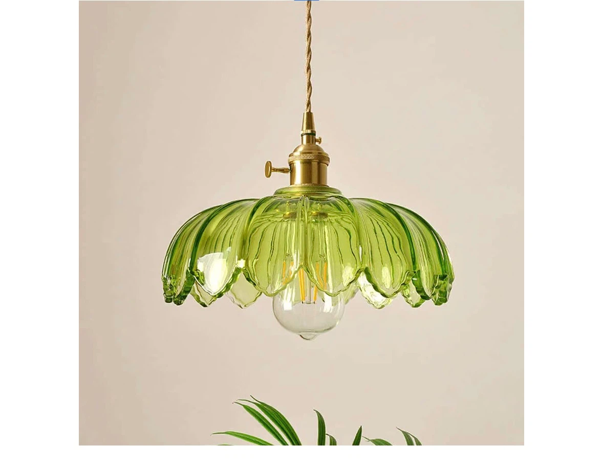 Green Lotus Leaf Glass Pendant Light - photo 2