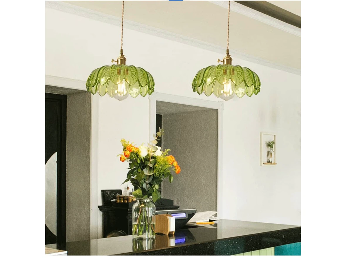 Green Lotus Leaf Glass Pendant Light - photo 3