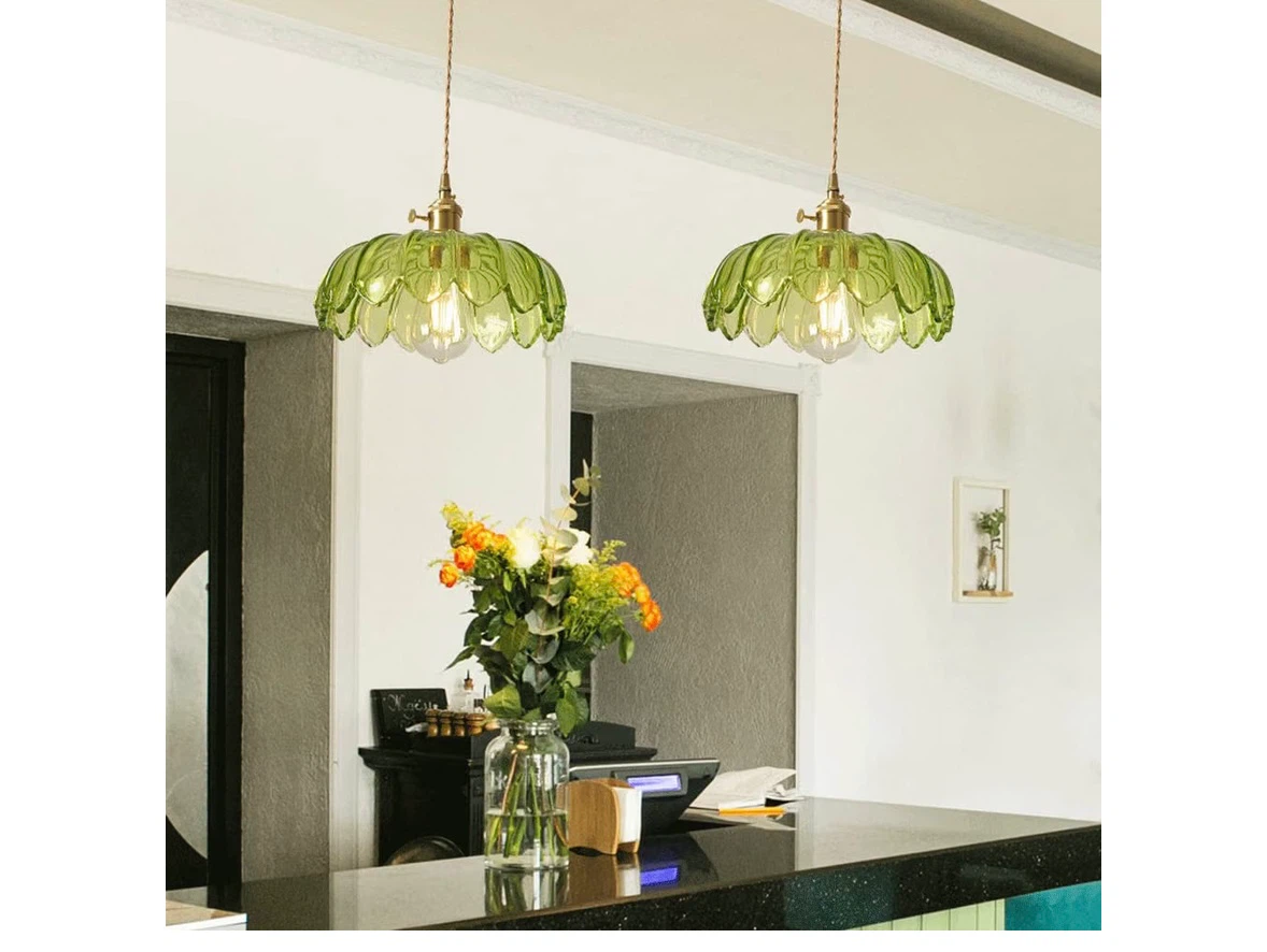 Green Lotus Leaf Glass Pendant Light - photo 4