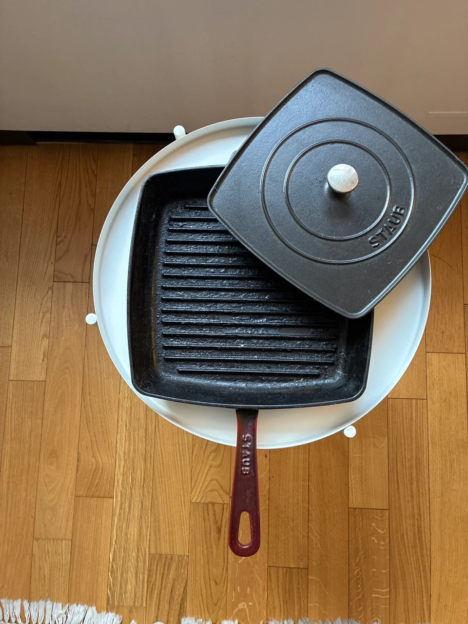 Staub cast iron grill pan with grill press - photo 3