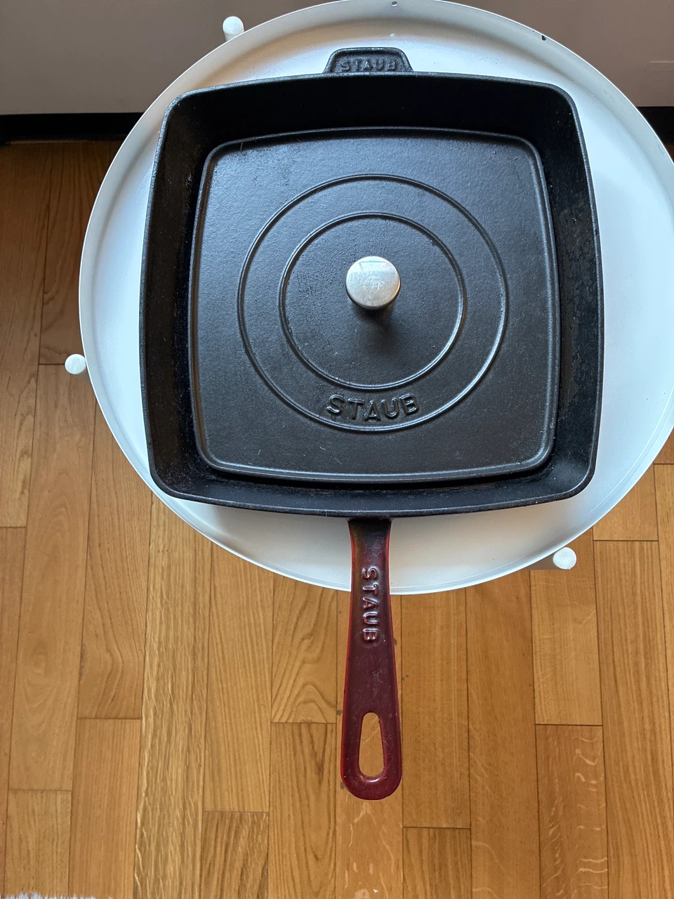 Staub cast iron grill pan with grill press - photo 2
