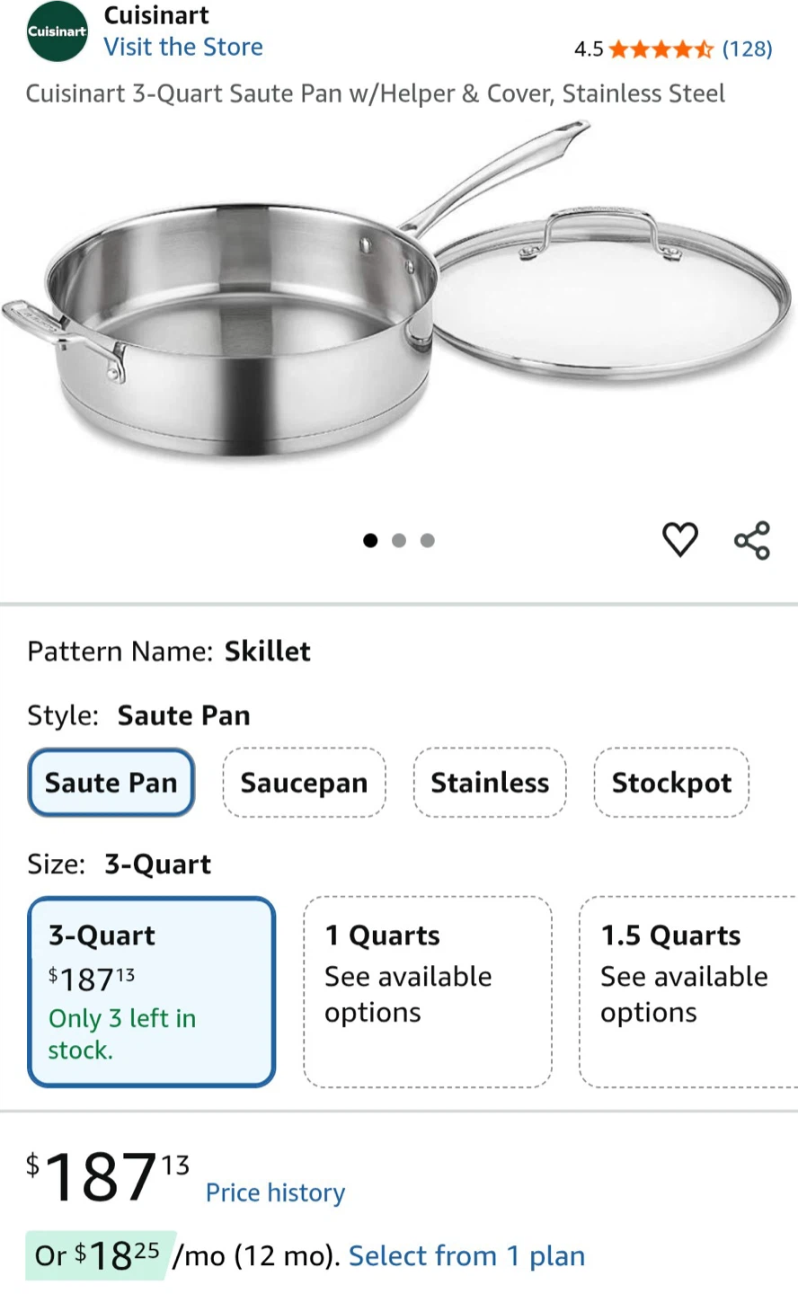 Cuisinart 3-Quart Sauté Pan with handle & glass lid - photo 5