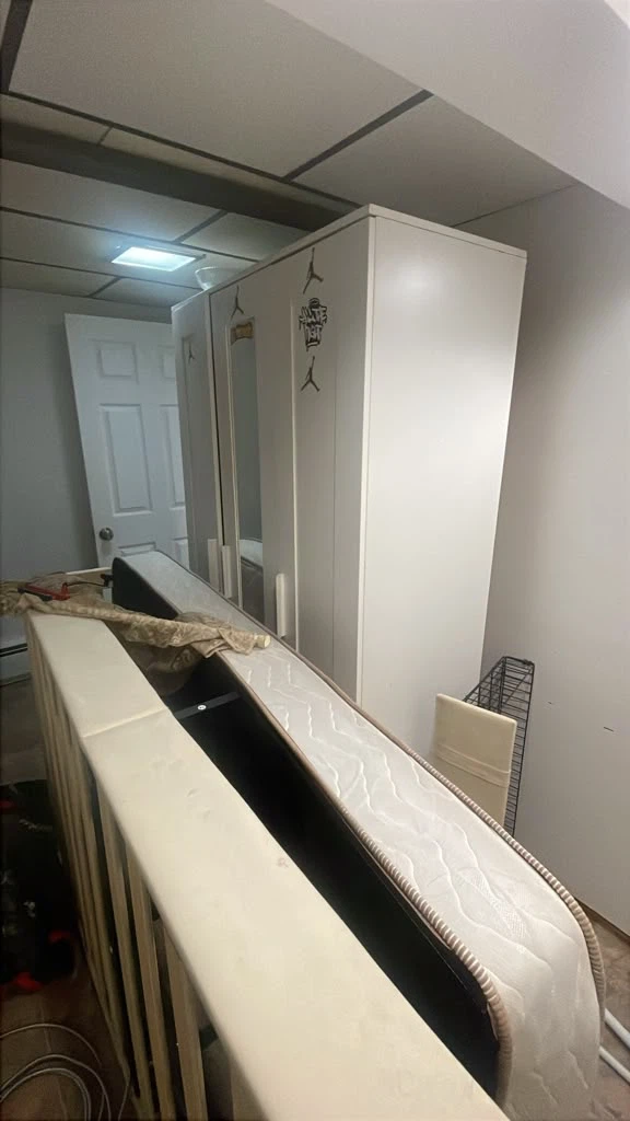 White Wardrobe with Mirror & twin XL bed frame