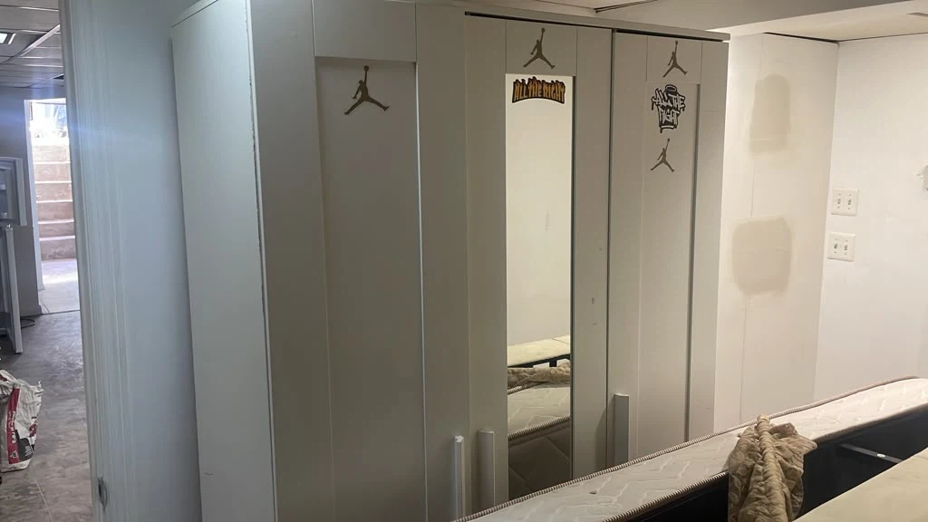 White Wardrobe with Mirror & twin XL bed frame - photo 2
