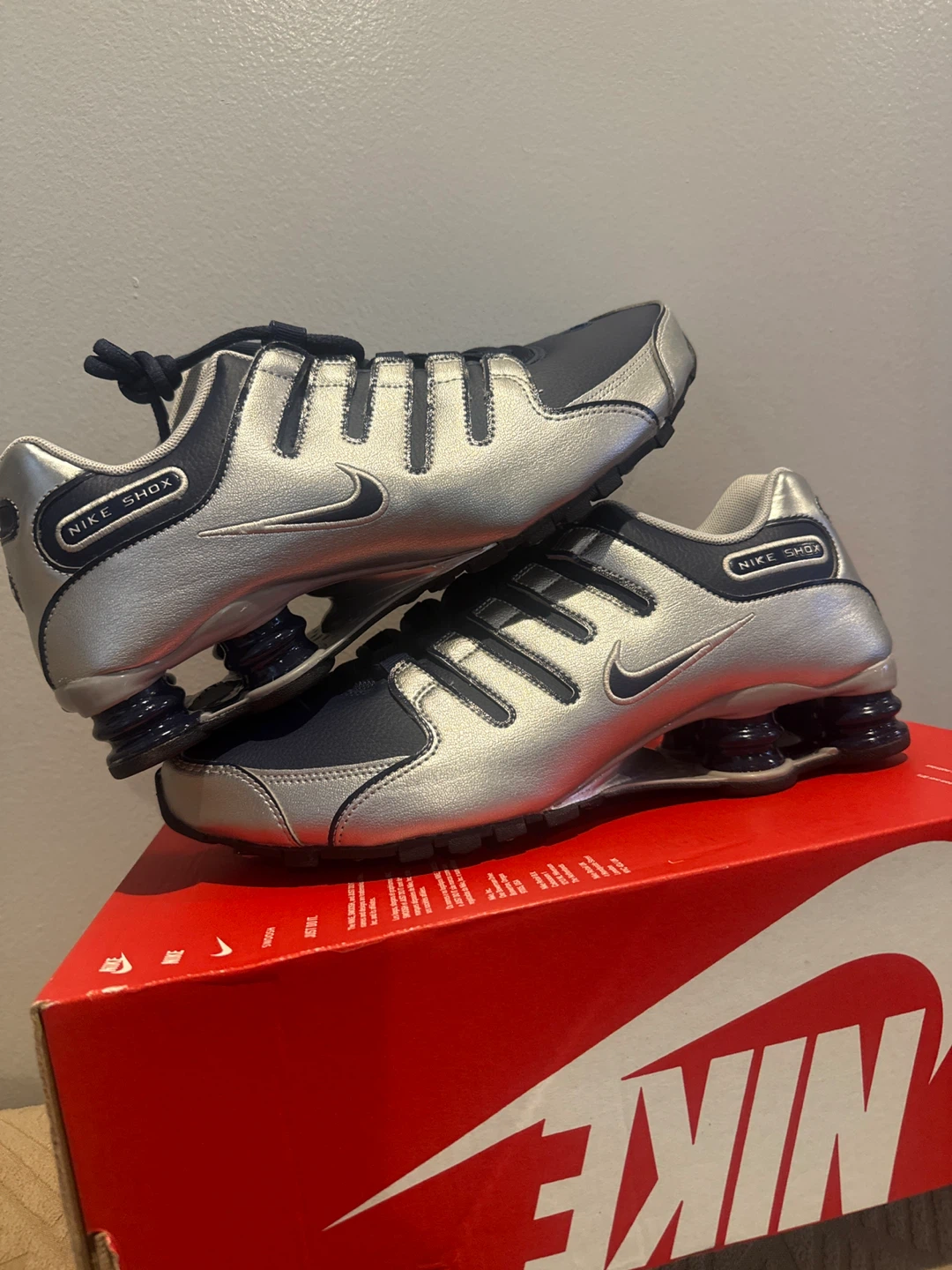 Nike Shox Silver and Navy Sneakers - photo 5