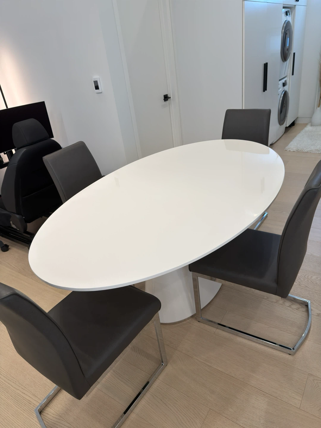 White Oval Dining Table with 4 Chairs - photo 2