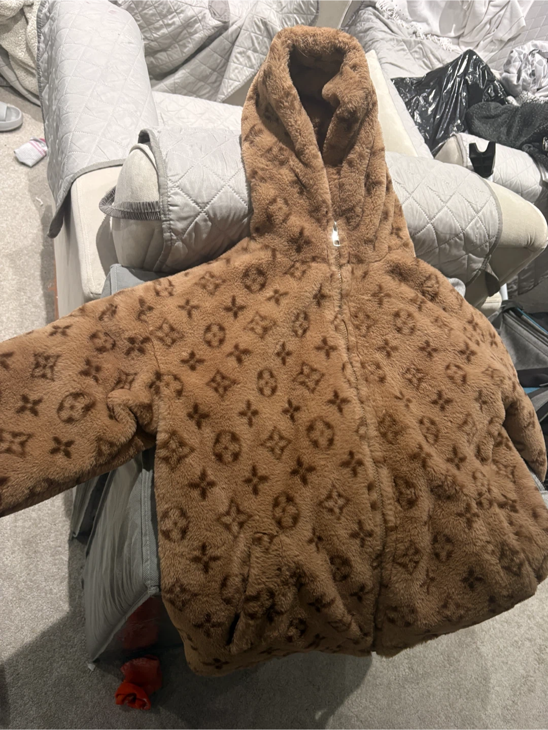 Louis Vuitton Monogram Faux Fur Jacket