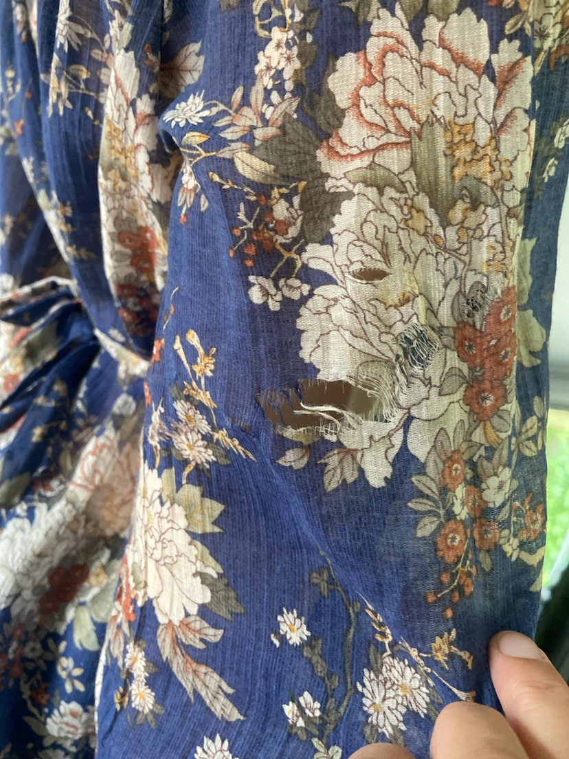 Bohemian Floral Lace-Trim Tie-Back Blouse M - photo 4