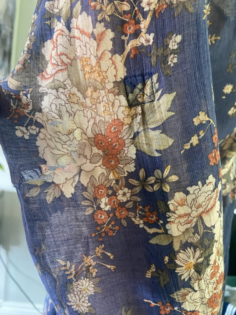 Bohemian Floral Lace-Trim Tie-Back Blouse M - photo 5