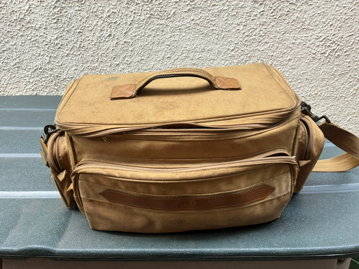 $12 MCM Vintage Optex Camera Bag Rugged Tan Canvas Retro purse