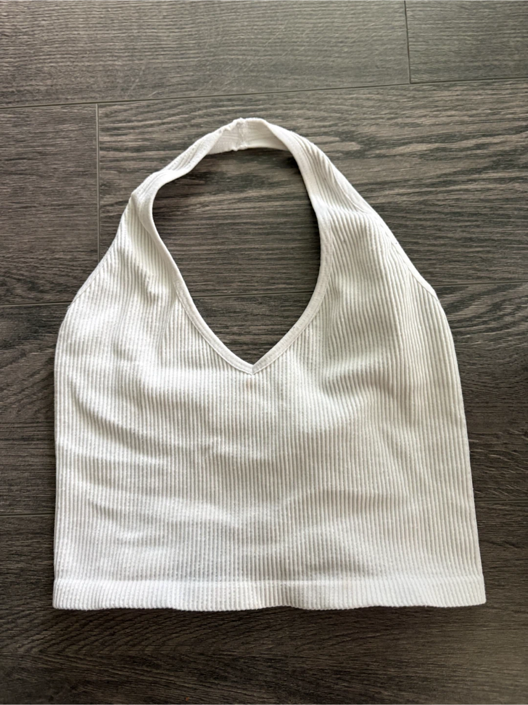 White Ribbed Halter Top