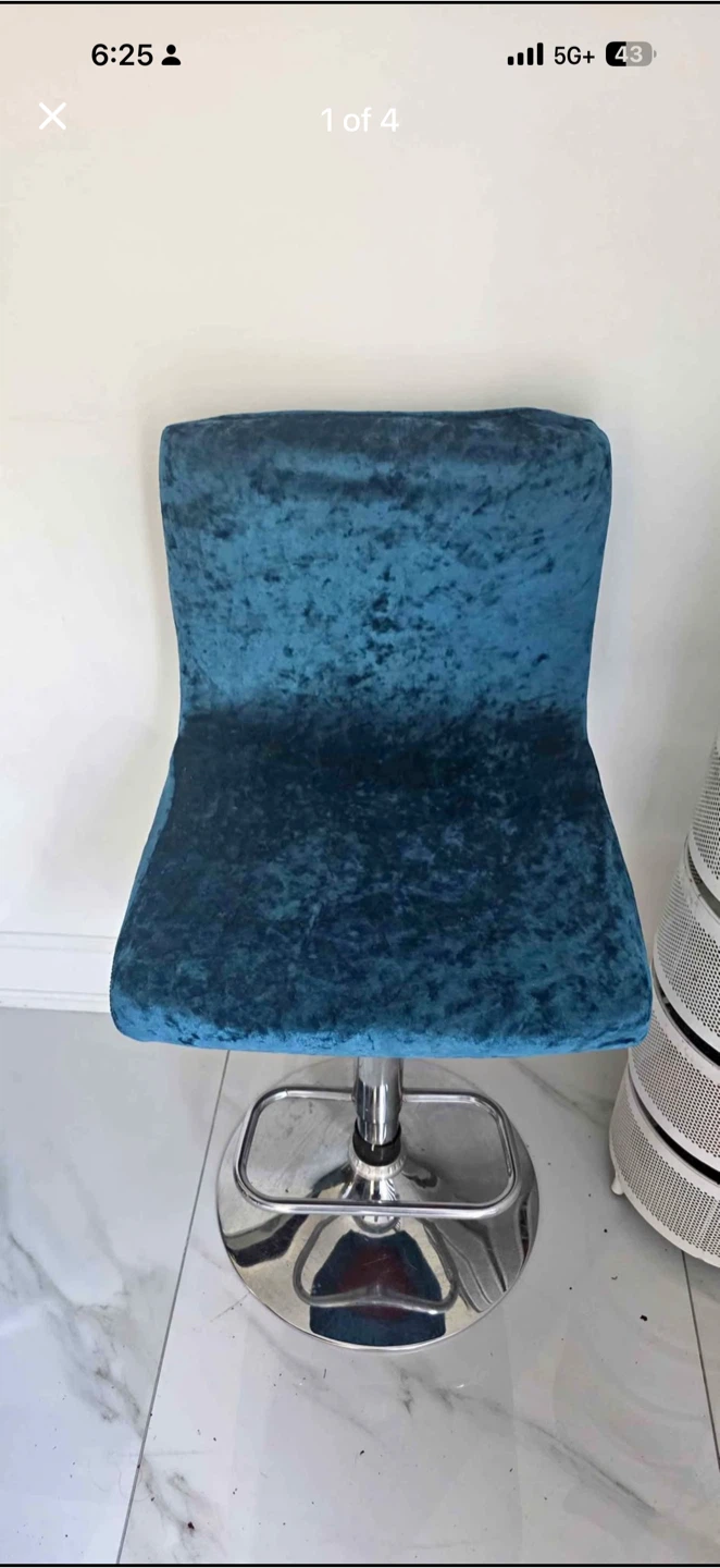 Teal Velvet Swivel Bar Stool