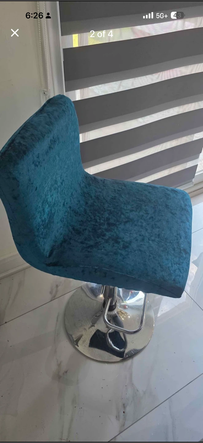 Teal Velvet Swivel Bar Stool - photo 2