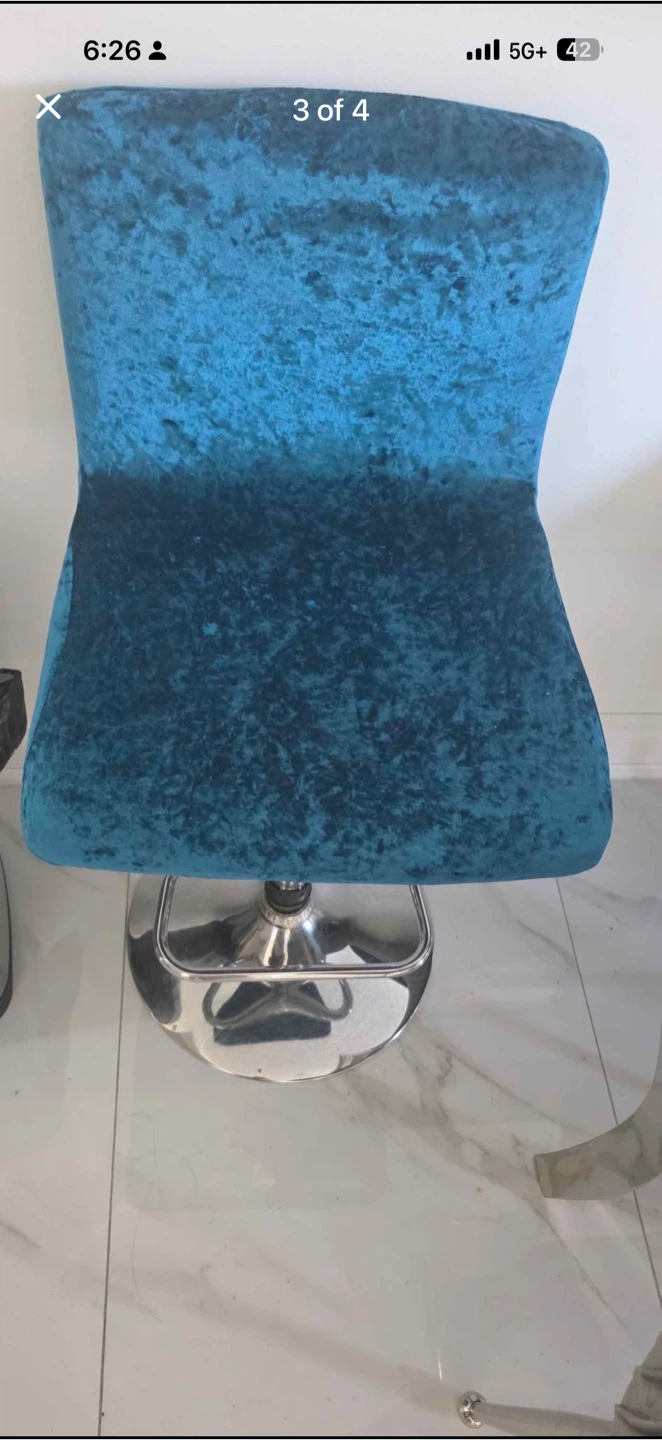 Teal Velvet Swivel Bar Stool - photo 3