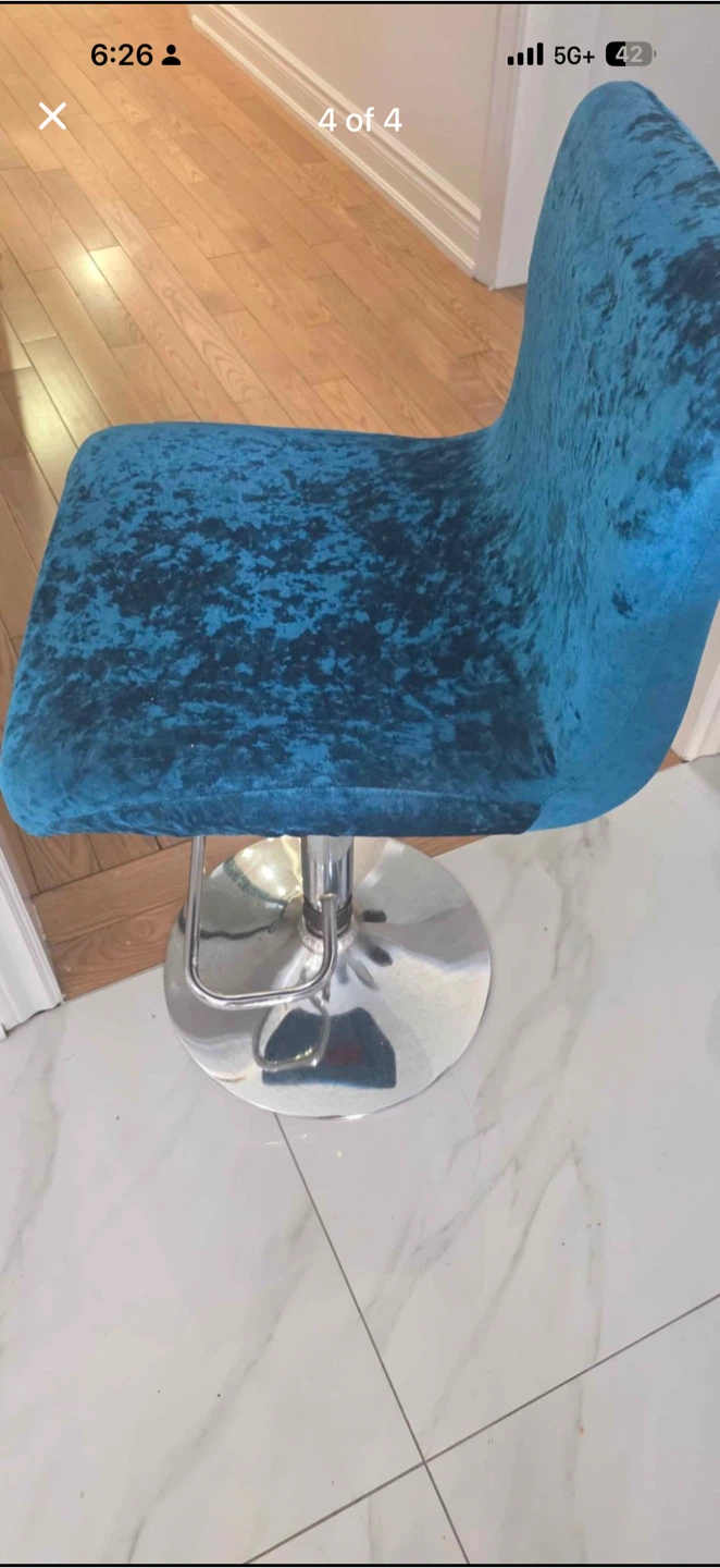 Teal Velvet Swivel Bar Stool - photo 4