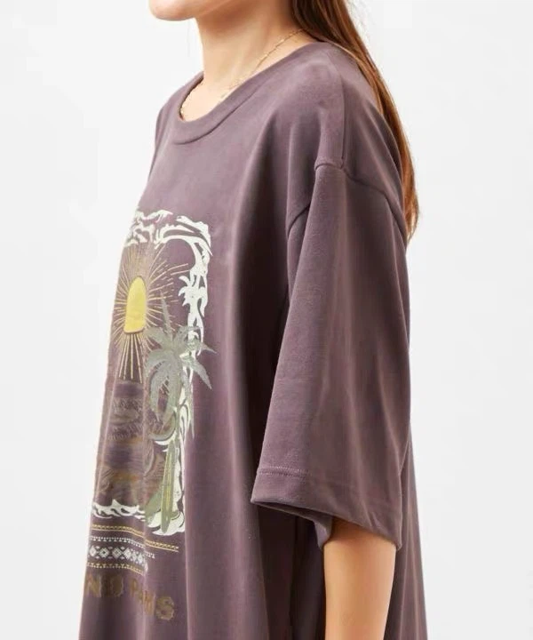 Japanese-style single-sided open printed distressed long dress - photo 3