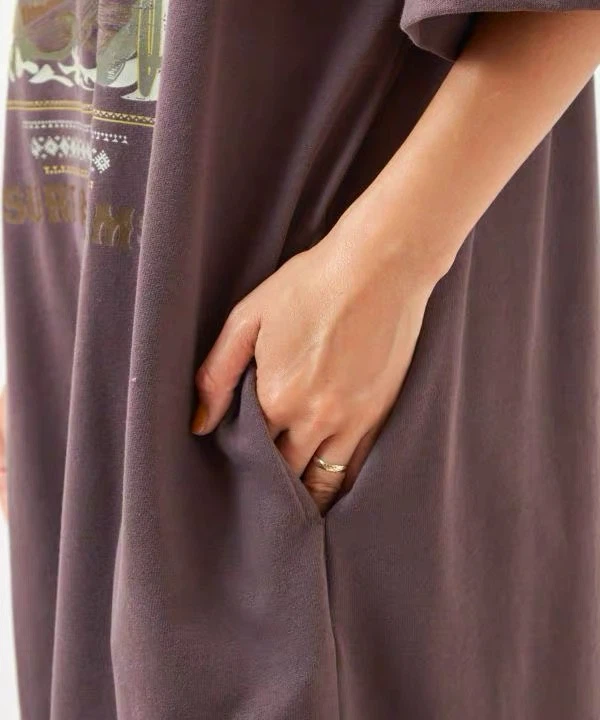 Japanese-style single-sided open printed distressed long dress - photo 5