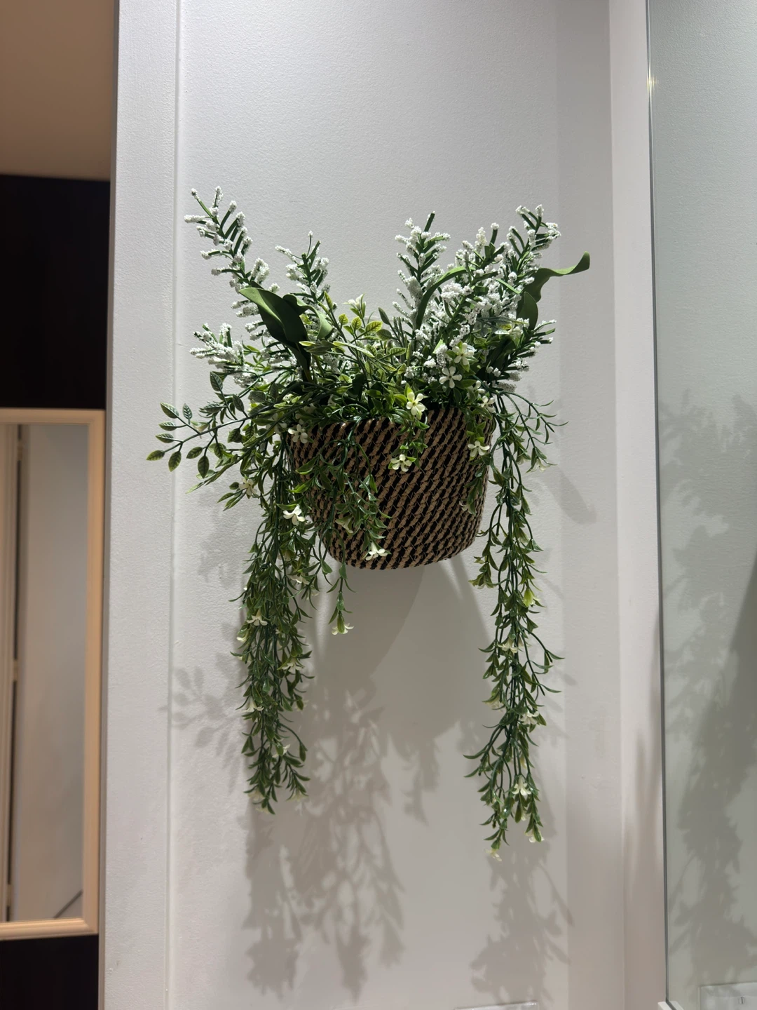 Hanging Woven Basket with Artificial Plant