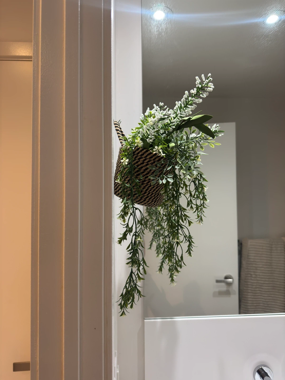 Hanging Woven Basket with Artificial Plant - photo 2