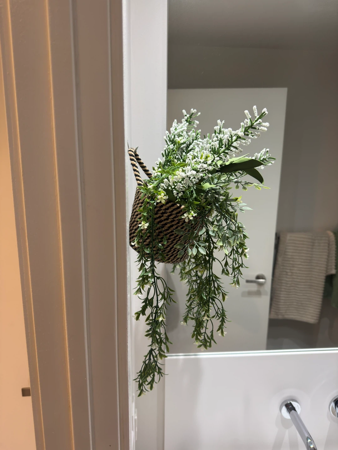Hanging Woven Basket with Artificial Plant - photo 3