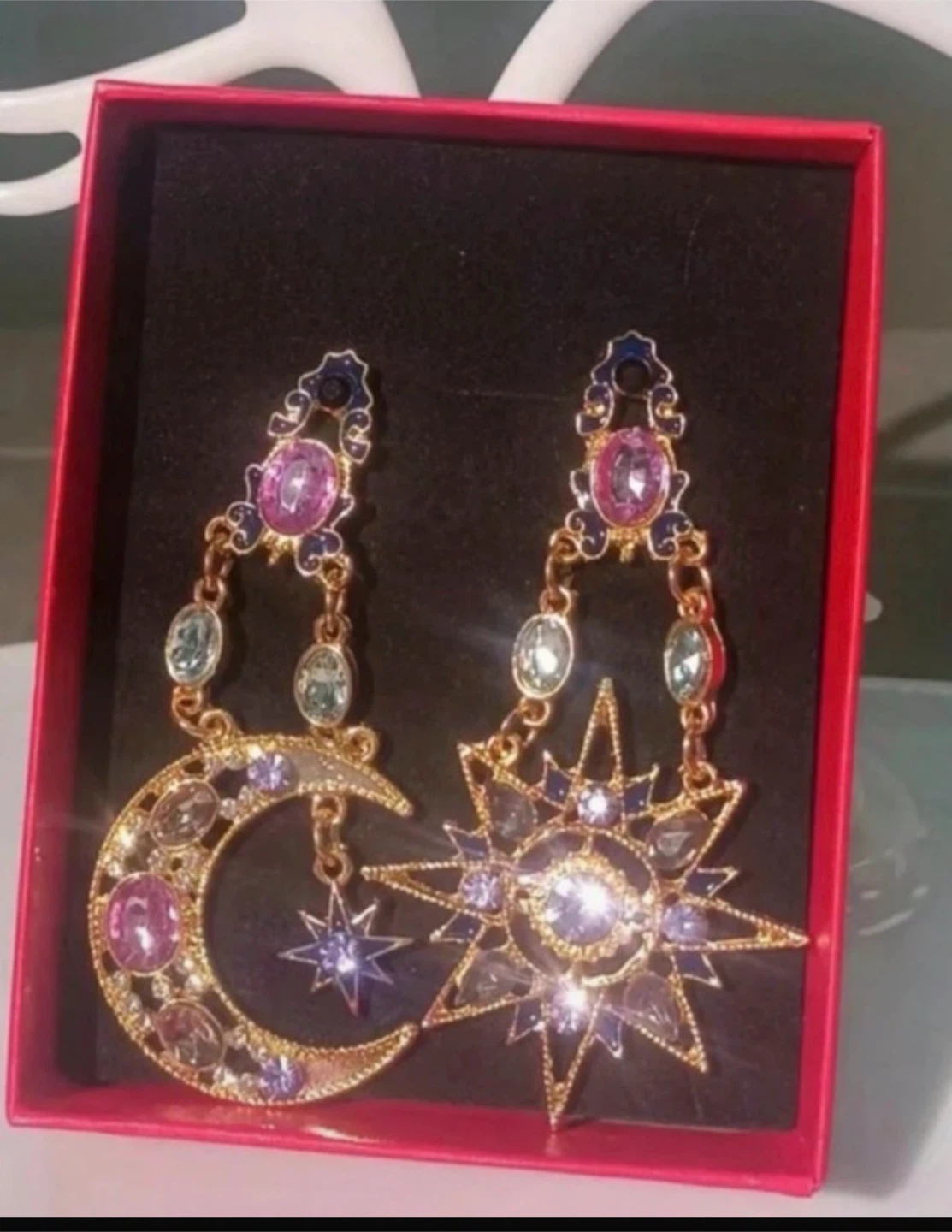 Sun and Moon Celestial Dangle Earrings