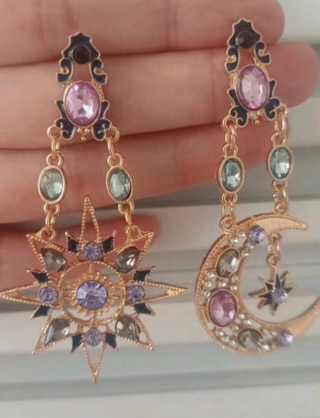 Sun and Moon Celestial Dangle Earrings - photo 2