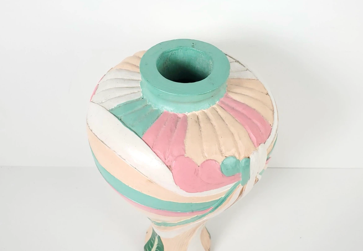 Vintage Postmodern Hand-Carved Wood Vase - photo 2