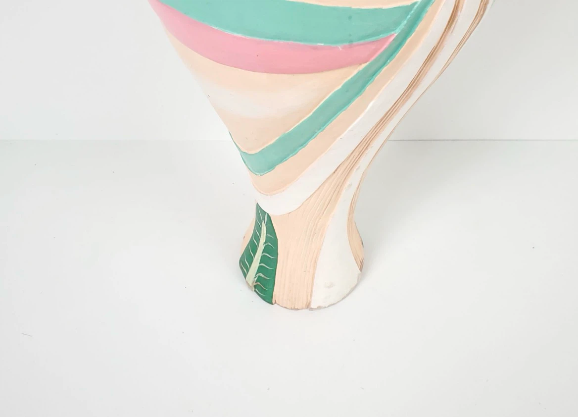Vintage Postmodern Hand-Carved Wood Vase - photo 3