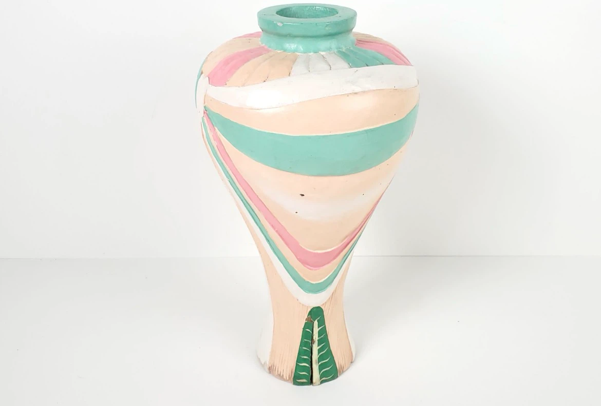 Vintage Postmodern Hand-Carved Wood Vase - photo 4