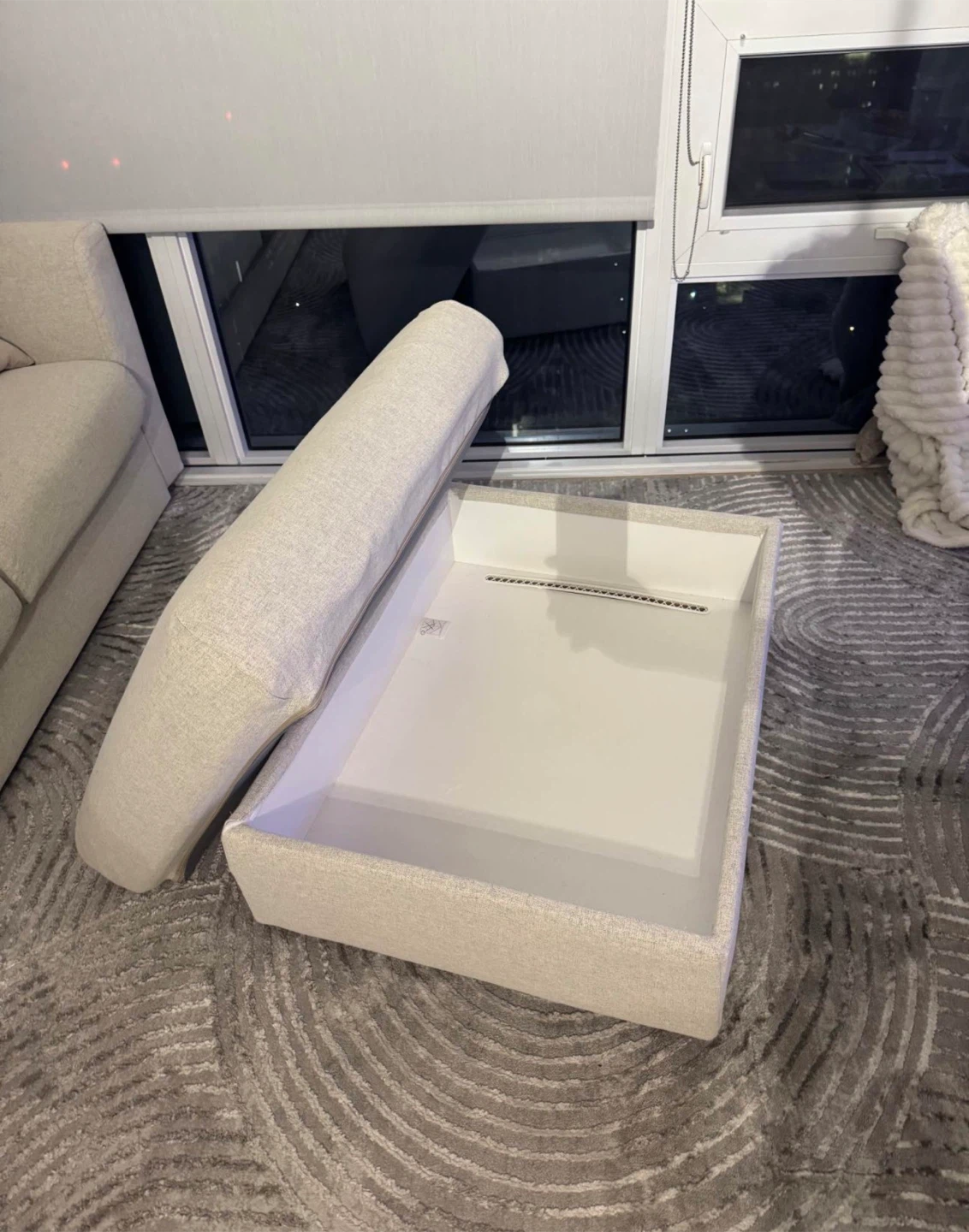 Beige 3-Seater Sofa with Storage Ottoman - photo 5