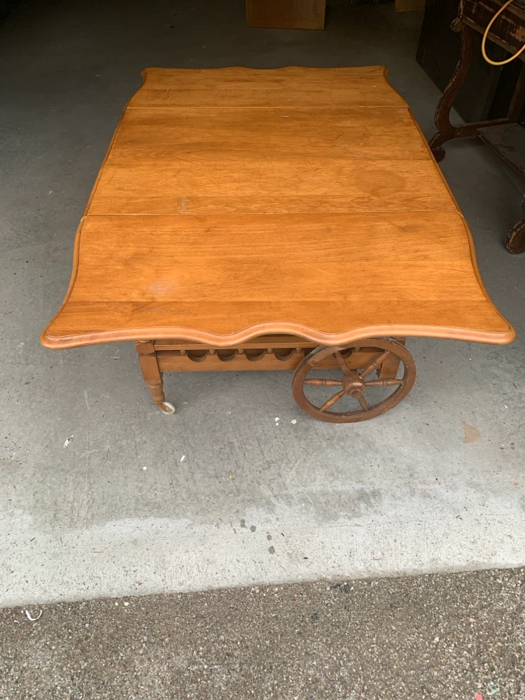 Wooden Drop-Leaf Serving Cart