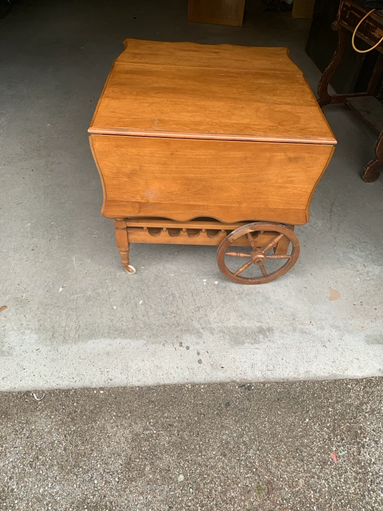 Wooden Drop-Leaf Serving Cart - photo 2