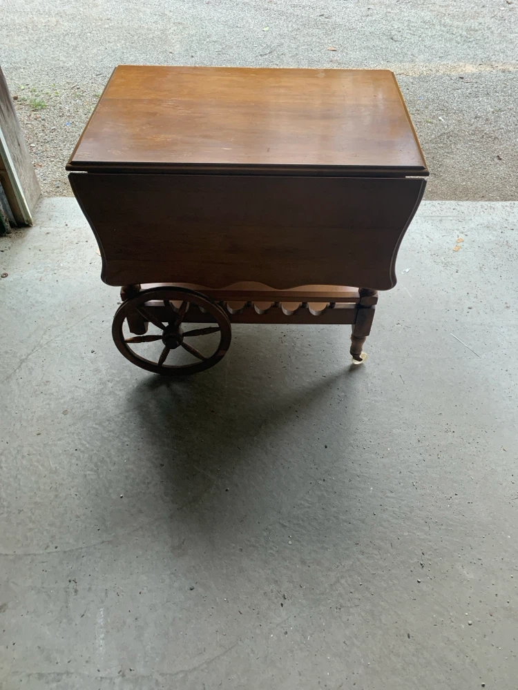 Wooden Drop-Leaf Serving Cart - photo 3