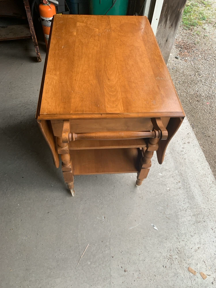 Wooden Drop-Leaf Serving Cart - photo 4