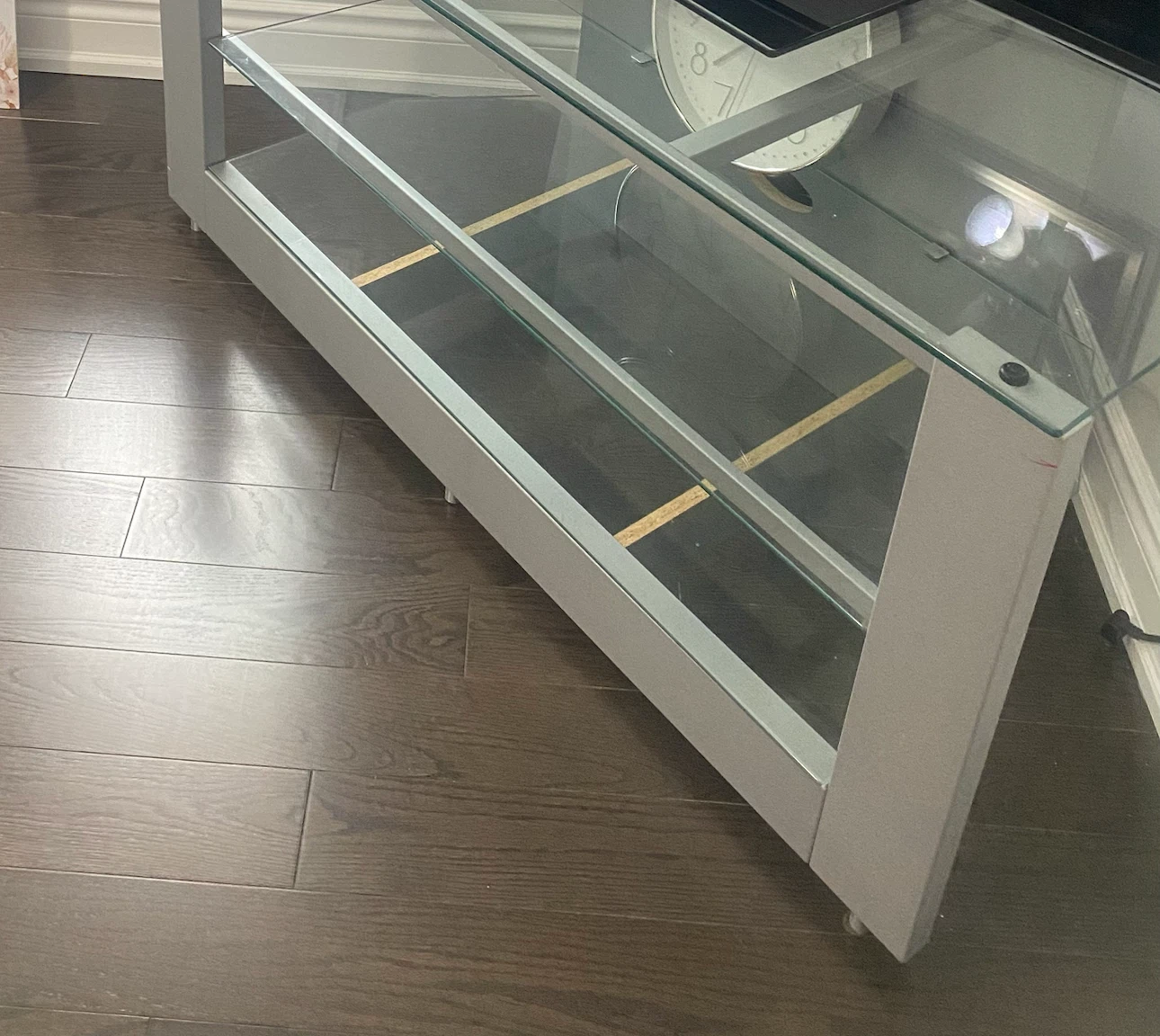Glass and Silver Metal TV Stand - photo 4