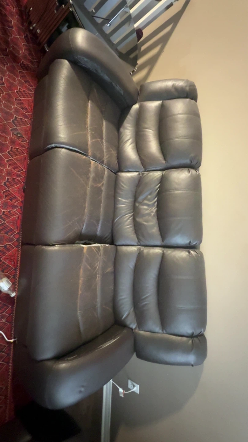 Dark Brown Leather Reclining Loveseat
