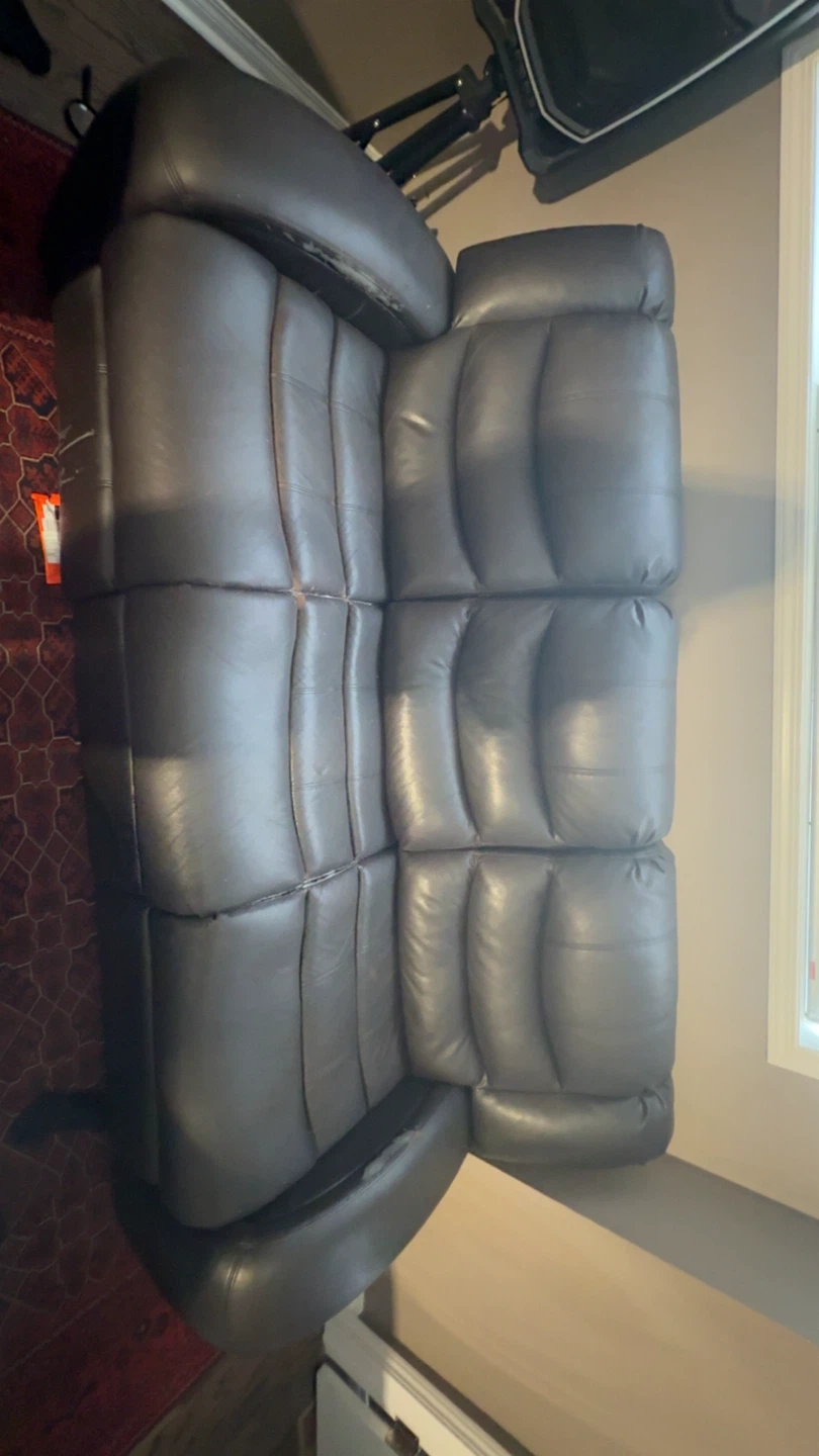 Dark Brown Leather Reclining Loveseat - photo 2