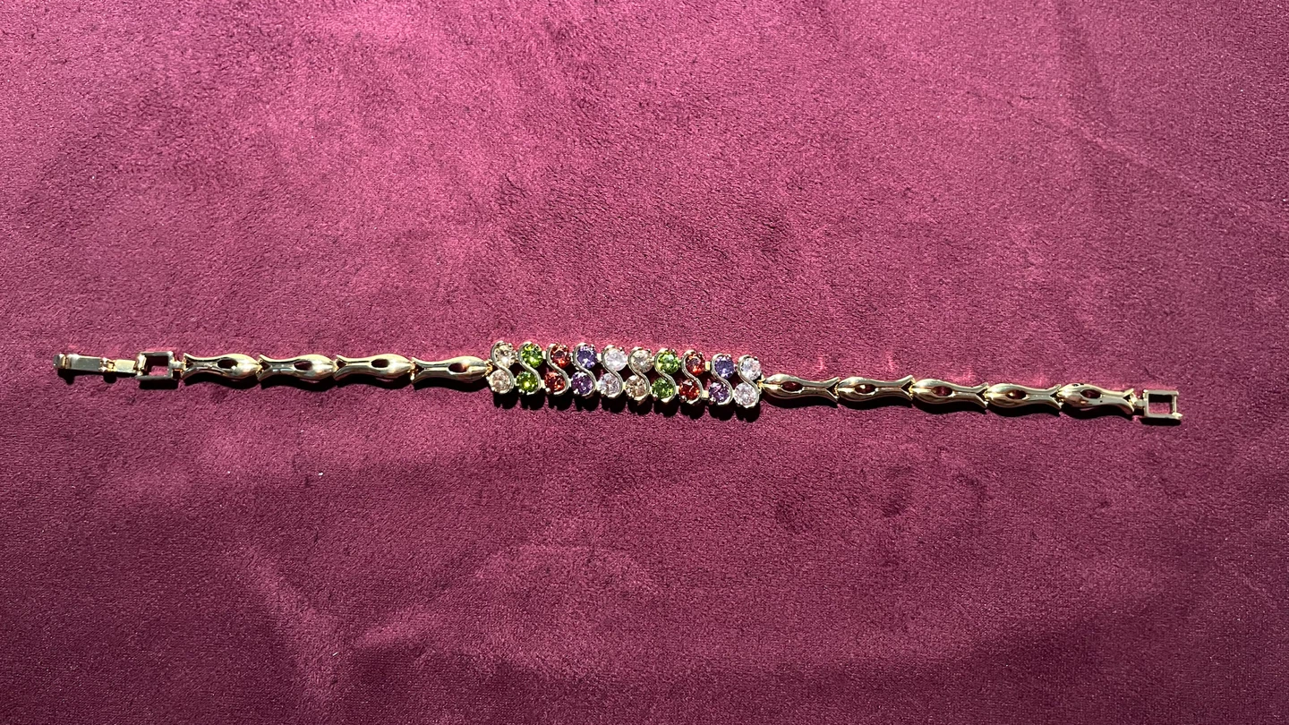 Gold-tone Multi-colour and Geometric Link Bracelets - photo 3