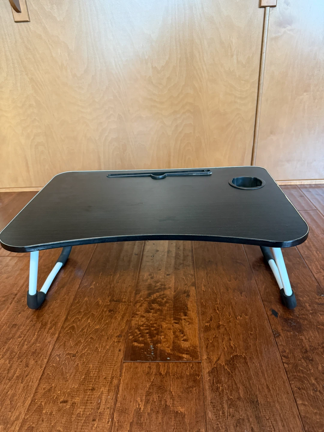 Foldable Laptop Lap Desk + Cup Holder & Tablet Slot (Black Wood)