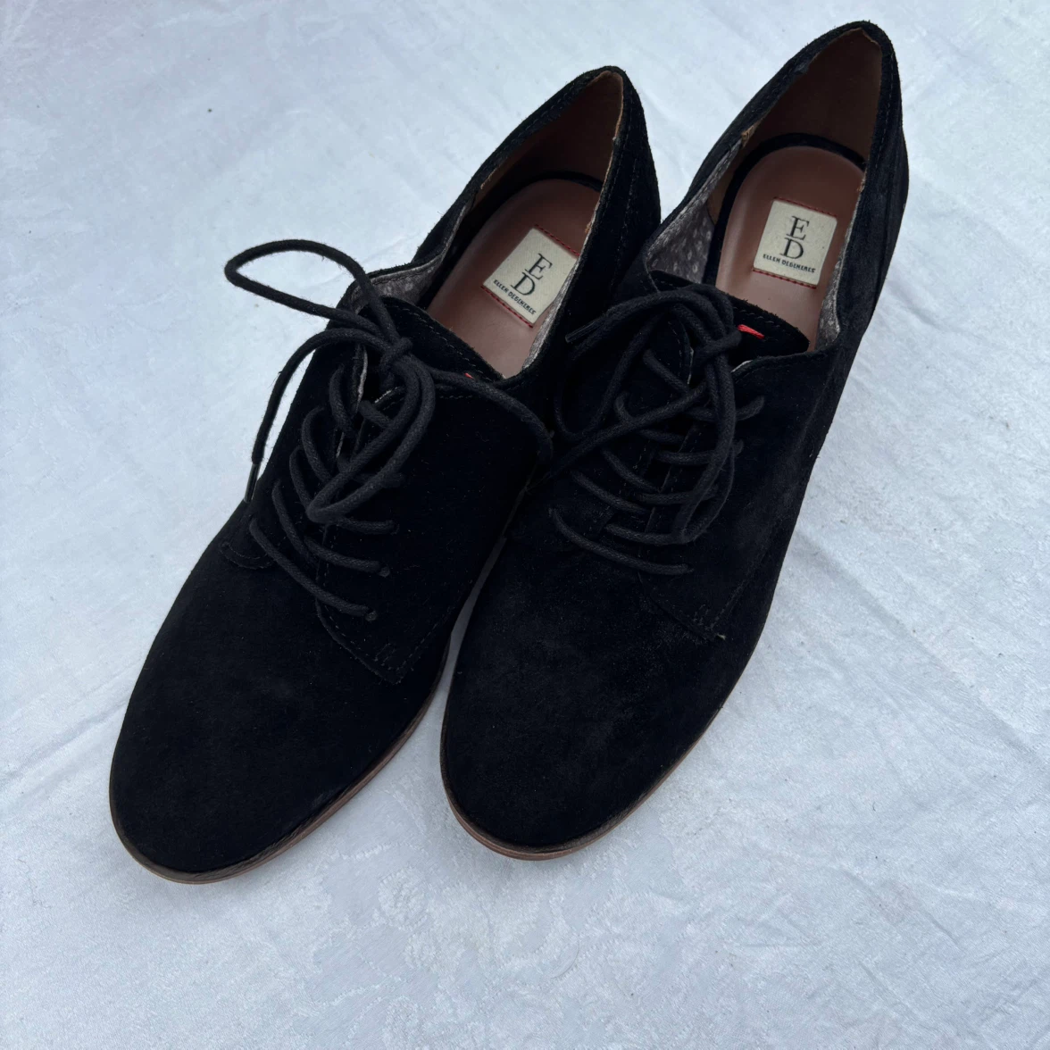 ED Ellen DeGeneres black suede oxfords