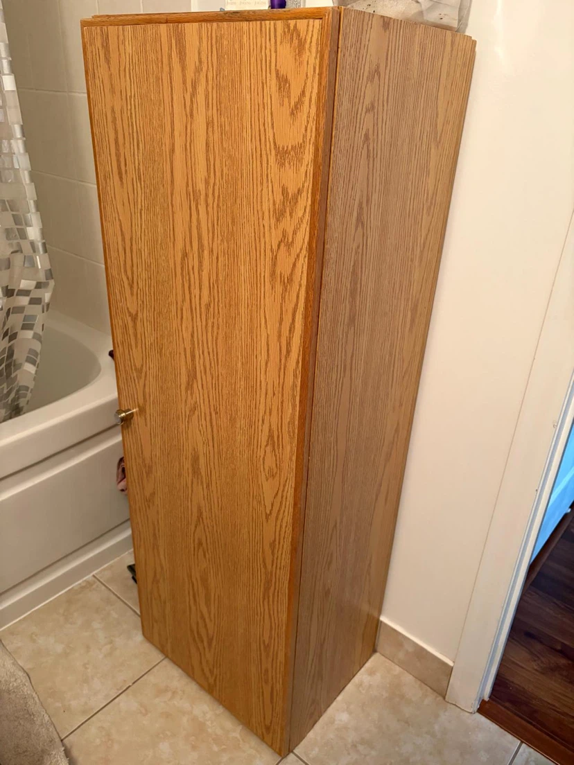 Oak Tall Bathroom Storage Cabinet