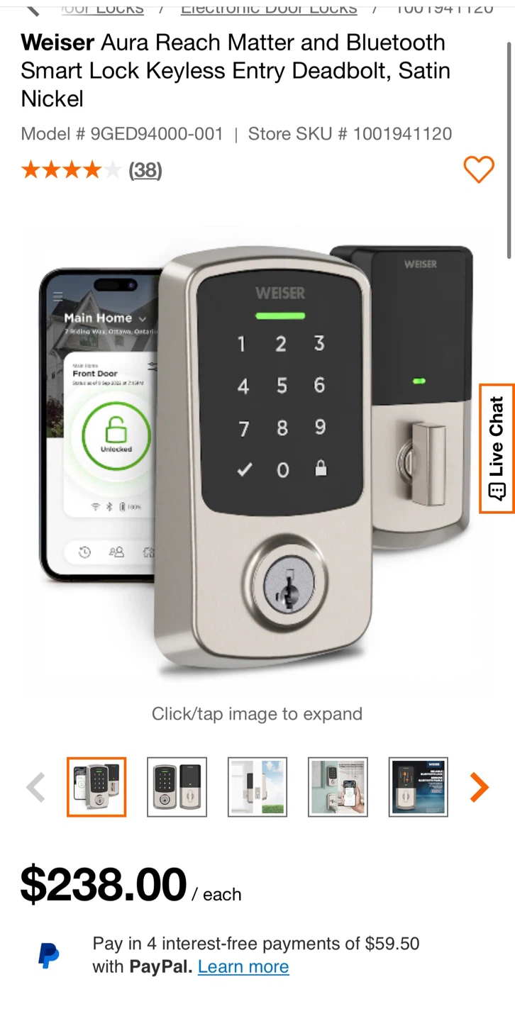 Weiser Aura reach keyless smart lock