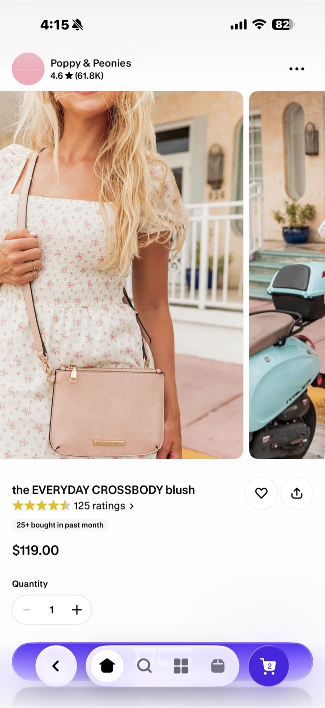 Poppy & Peonies Everyday Crossbody in Blush